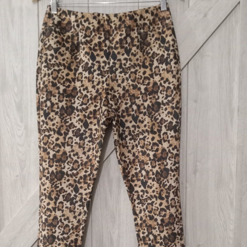 CATO-Leopard Brown/Black Animal Print Stretchy Pants Size Medium